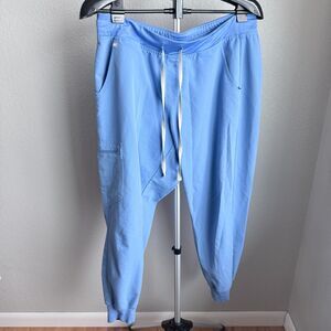 FIGS Women's Zamora Jogger Scrub Pants Ciel Blue Medical Hospital Doctor Size L